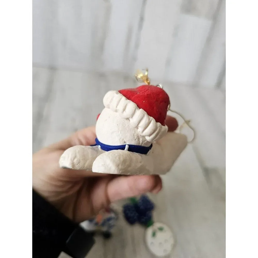 snowman vintage ornament set‎ baby rattle Santa